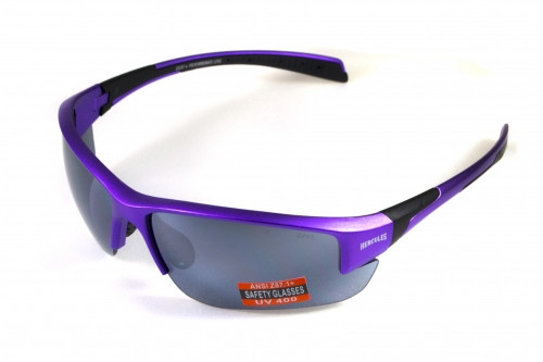 Очки защитные открытые Global Vision Hercules-7 Purple (silver mirror) зеркальные серые — фото 1