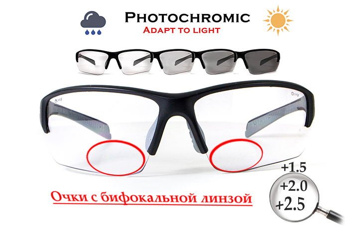 Бифокальные фотохромные защитные очки Global Vision Hercules-7 Photo. Bif. (+1.5) (clear) прозрачные фотохромные — фото 1
