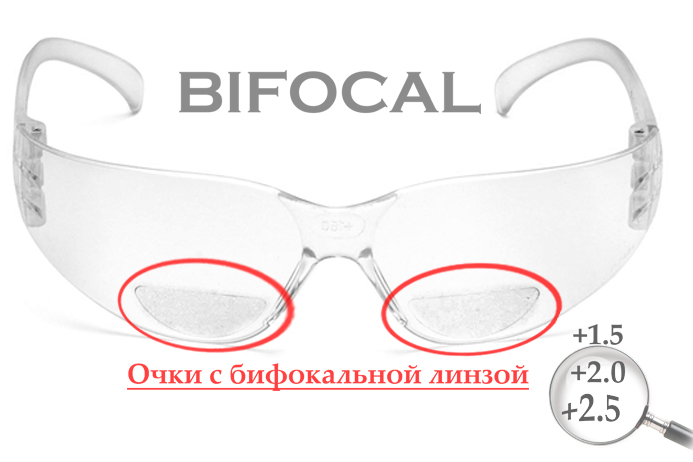 Бифокальные защитные очки Pyramex Intruder Bifocal (+2.5) (clear) прозрачные — фото 3
