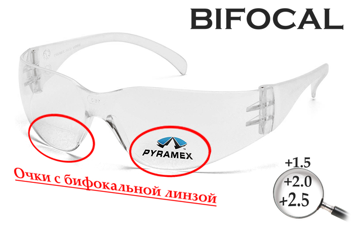 Бифокальные защитные очки Pyramex Intruder Bifocal (+2.5) (clear) прозрачные — фото 2