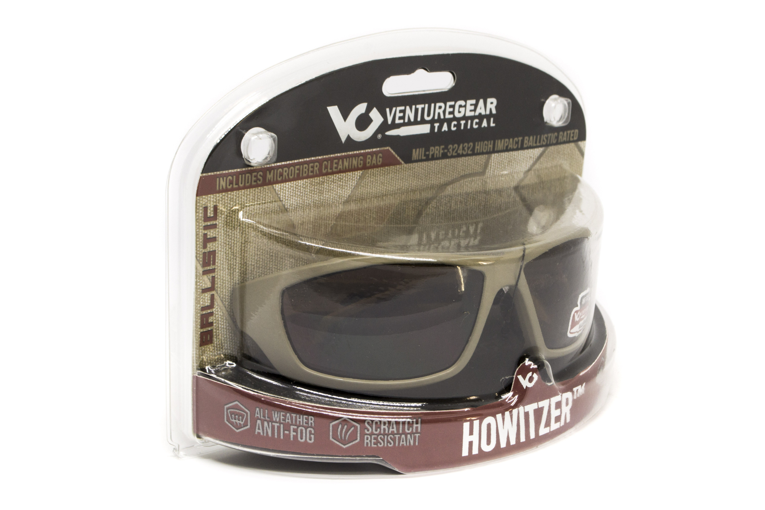 Очки защитные открытые Venture Gear Tactical Howitzer Tan (clear) Anti-Fog, прозрачные в песочной оправе — фото 6