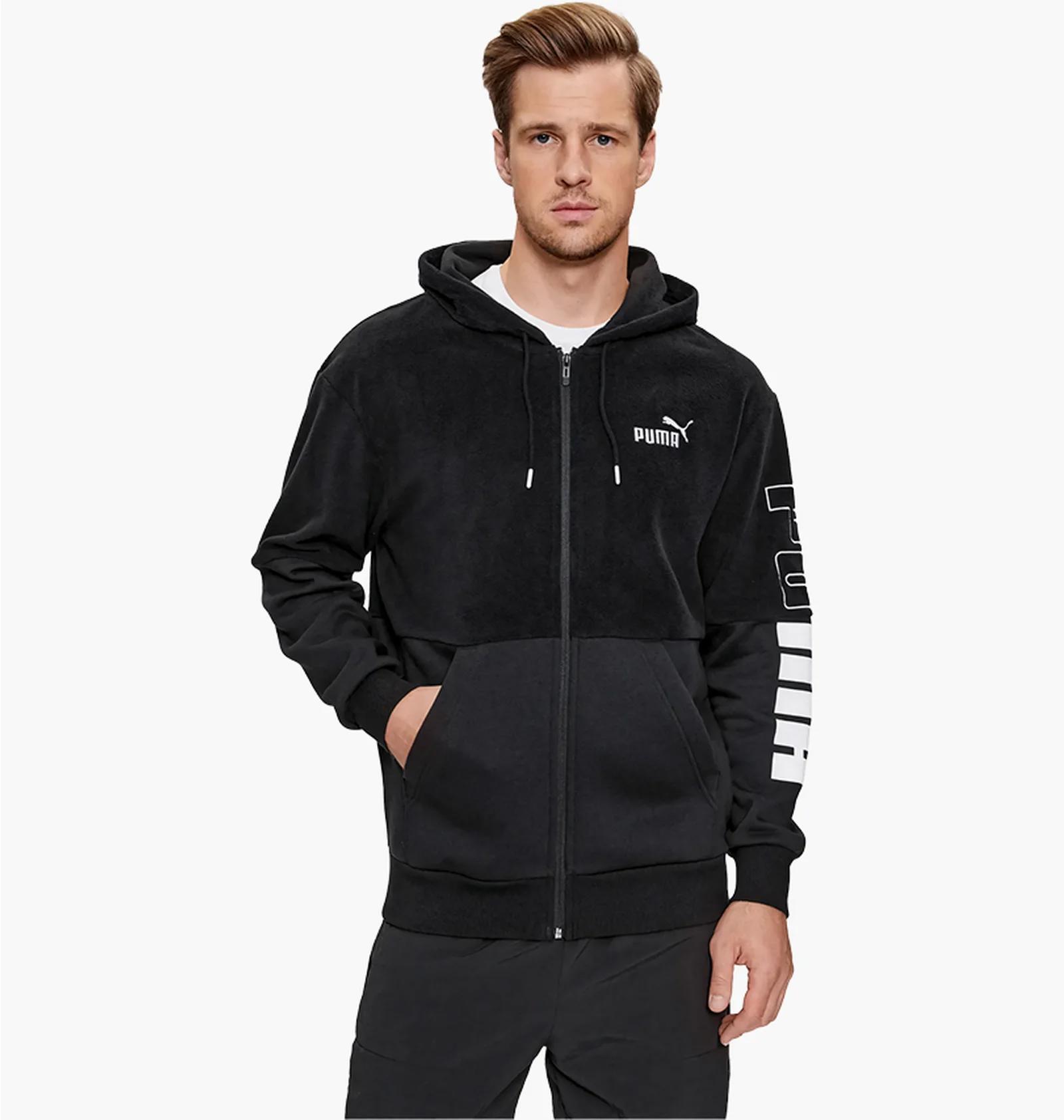 Кофта чоловіча Puma Power Ess+ Full-Zip Hoodie Black (675914-01) — фото 1