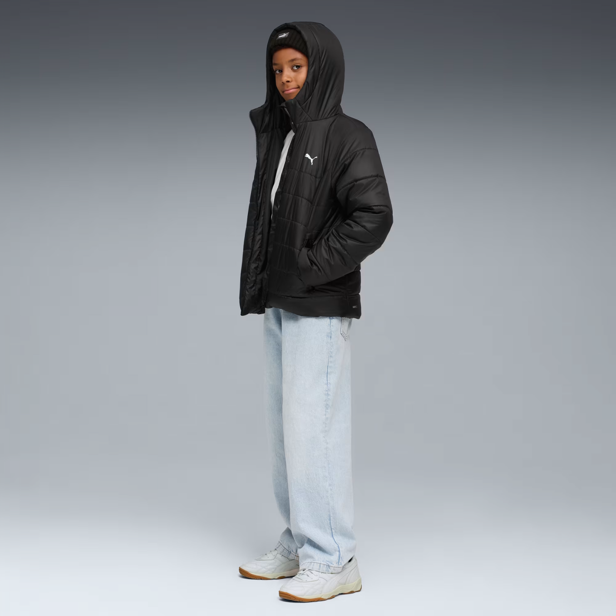 Куртка підліткова ESS Hooded Padded Jacket 68522601 Puma 128 Чорний — фото 3
