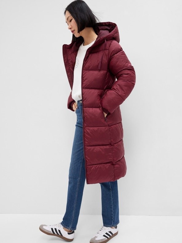 Пальто MAXI LOGO PUFFER SHINE COAT 724312-00 GAP L Бордовий — фото 1