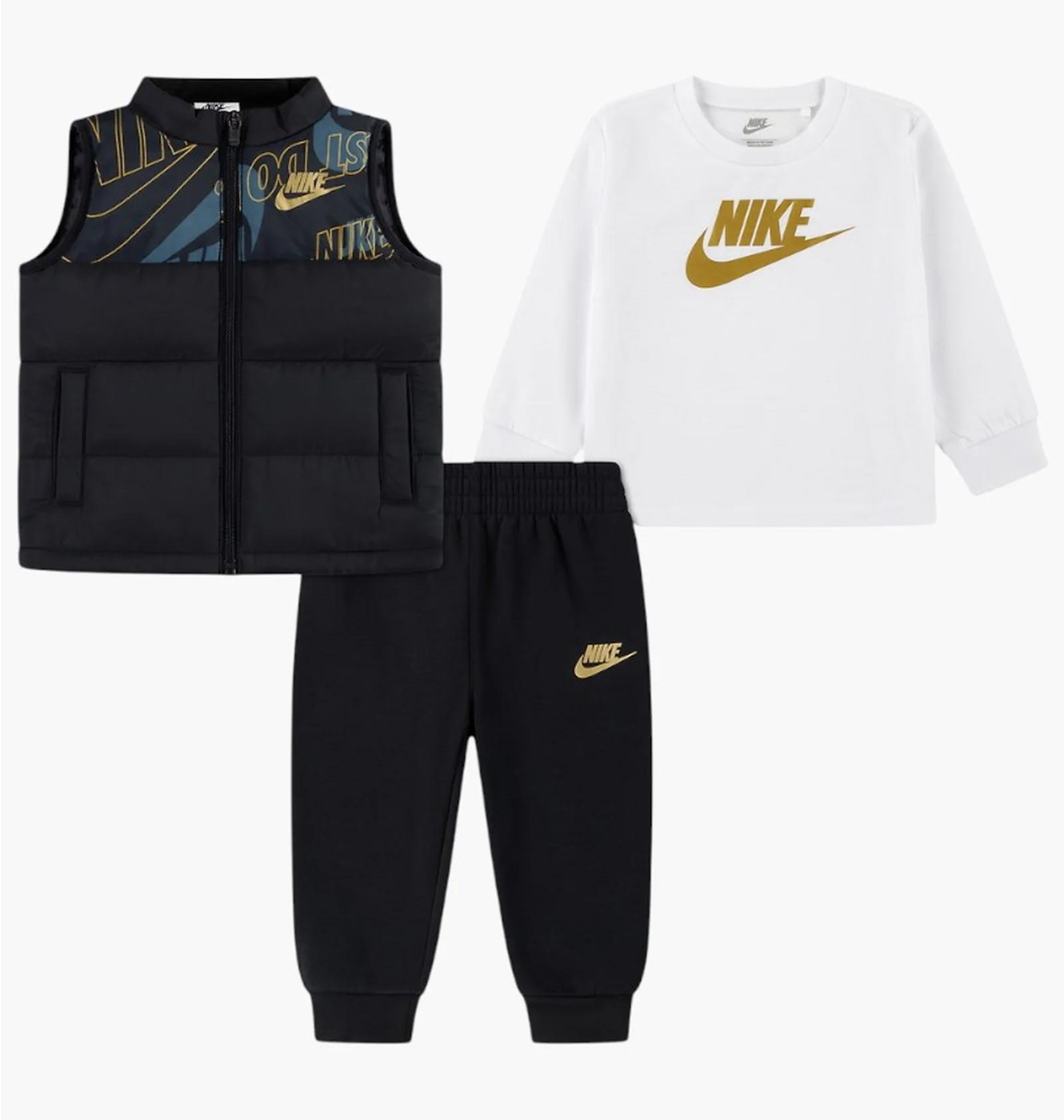Спортивний костюм дитячий Nike Set - Puffer Vest/Blouse/Sweatpants Black/White (86N506-F66) — фото 1