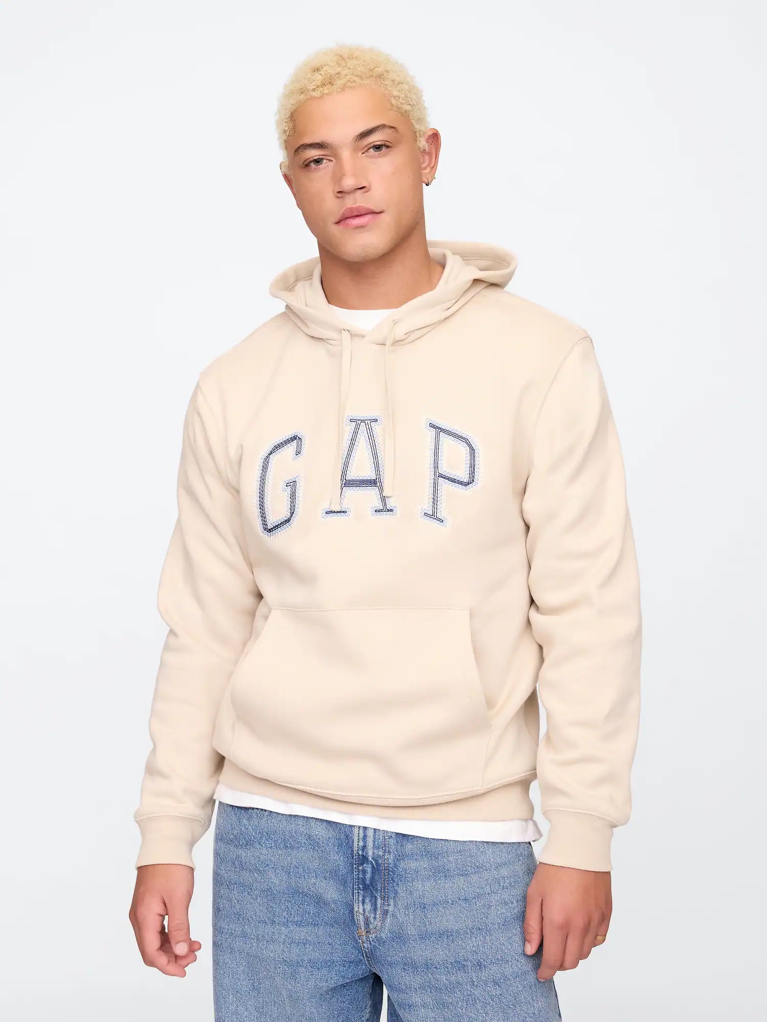 Худі GAP Hoodie Light Beige Blue Logo — фото 1