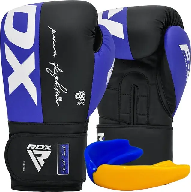 Боксерські рукавиці RDX F4 Boxing Sparring Gloves Hook&Loop BLUE/BLACK 10 унцій (капа у комплекті) — фото 3