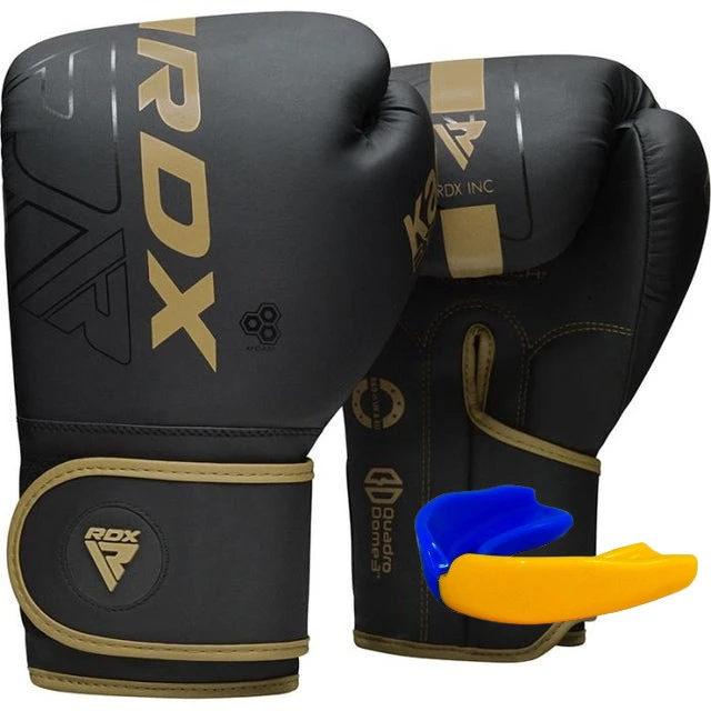 Боксерські рукавиці RDX F6 Kara Matte Golden 16 унцій (капа в комплекті) — фото 1