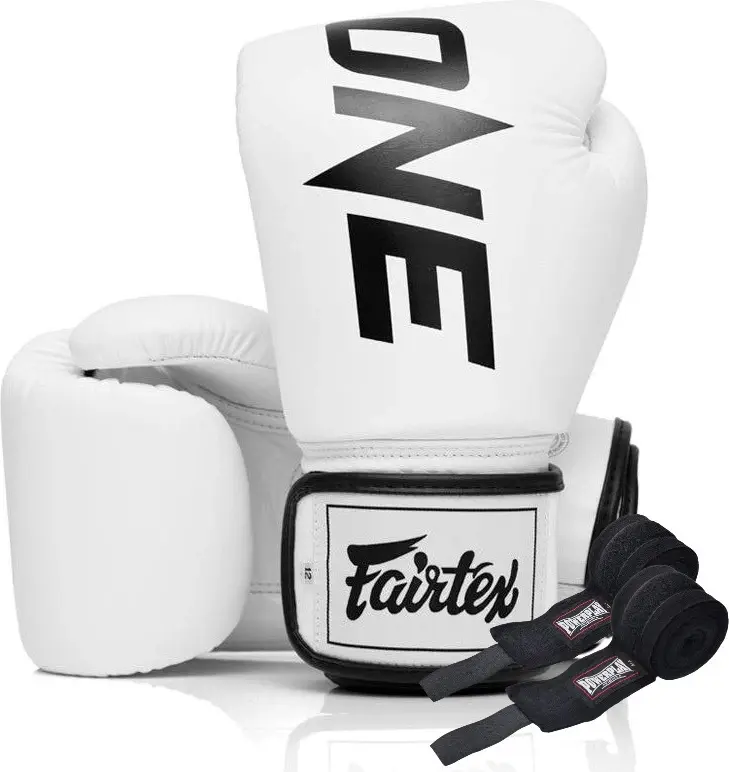 Боксерські рукавиці Fairtex BGV1-ONE (натуральна шкіра) White 10 унцій (бинти в комплекті) — фото 3