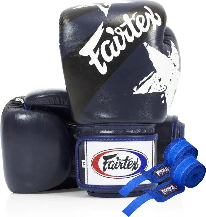 Боксерські рукавиці Fairtex BGV1 Nation Print Blue 14 унцій (бинти в комплекті) — фото 3