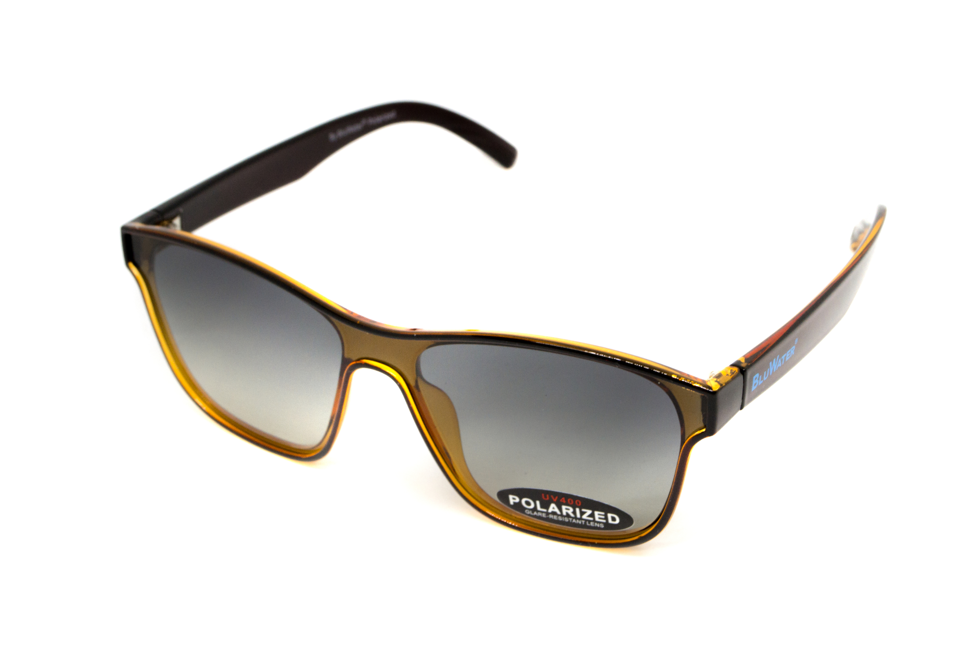 Очки поляризационные BluWater Saltee Polarized (gradient gray), серые с градиентом линзы в коричневой полупрозрачной оправе — фото 1