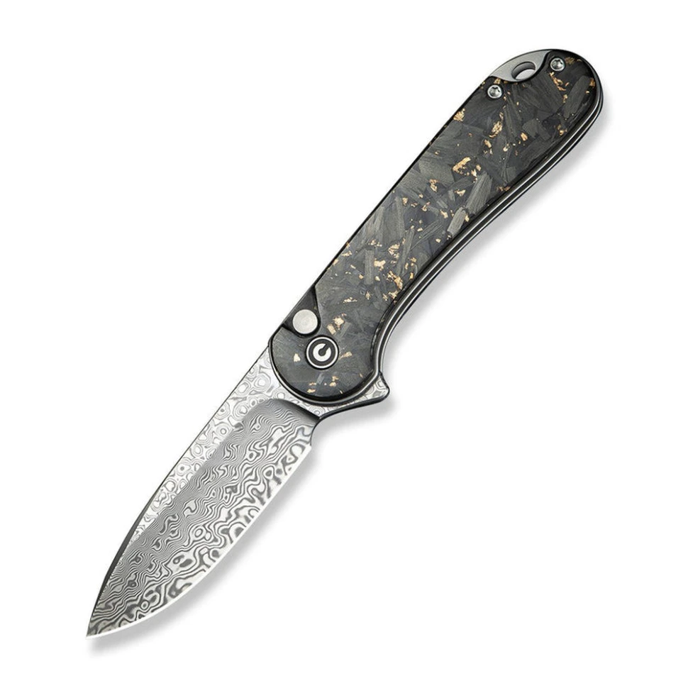 Ніж складаний кишеньковий Civivi Elementum II, (7.5 см) Damascus / Carbon Fiber & Resin — фото 1