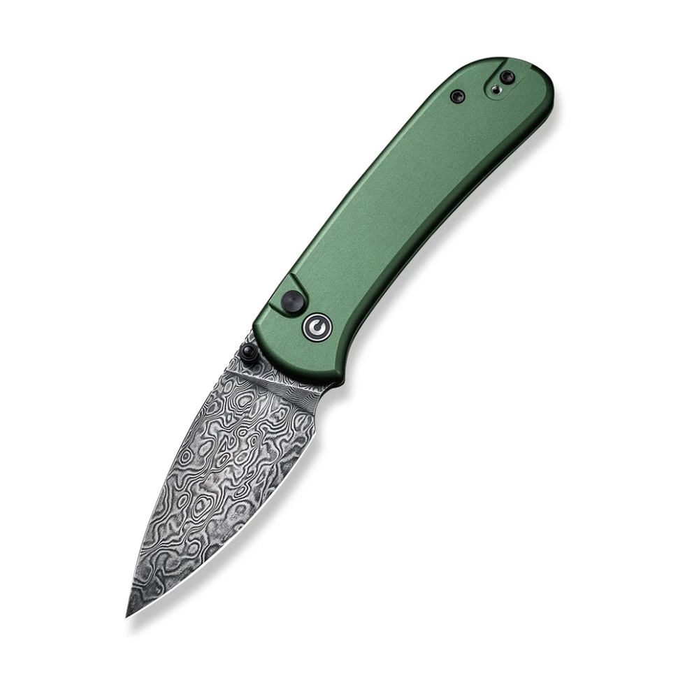 Ніж складаний кишеньковий Civivi Qubit, (7.6 см) Damascus / Aluminum темно-зелений — фото 1