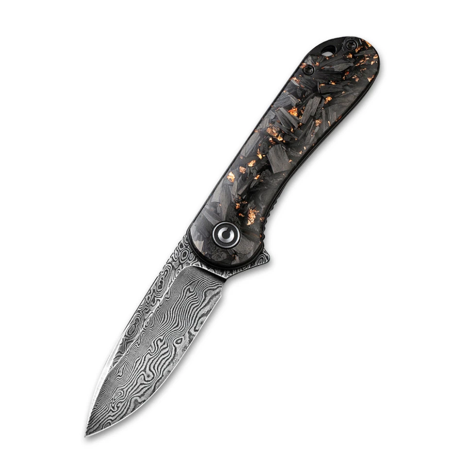 Ніж складаний кишеньковий Civivi Elementum, (7.5 см) Damascus / Carbon Fiber чорний — фото 1