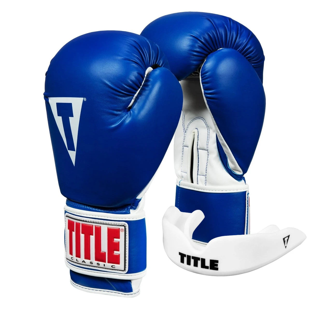 Боксерські рукавиці TITLE Classic Pro Style 3.0 Blue/White 14 oz (капа в комплекті) — фото 1