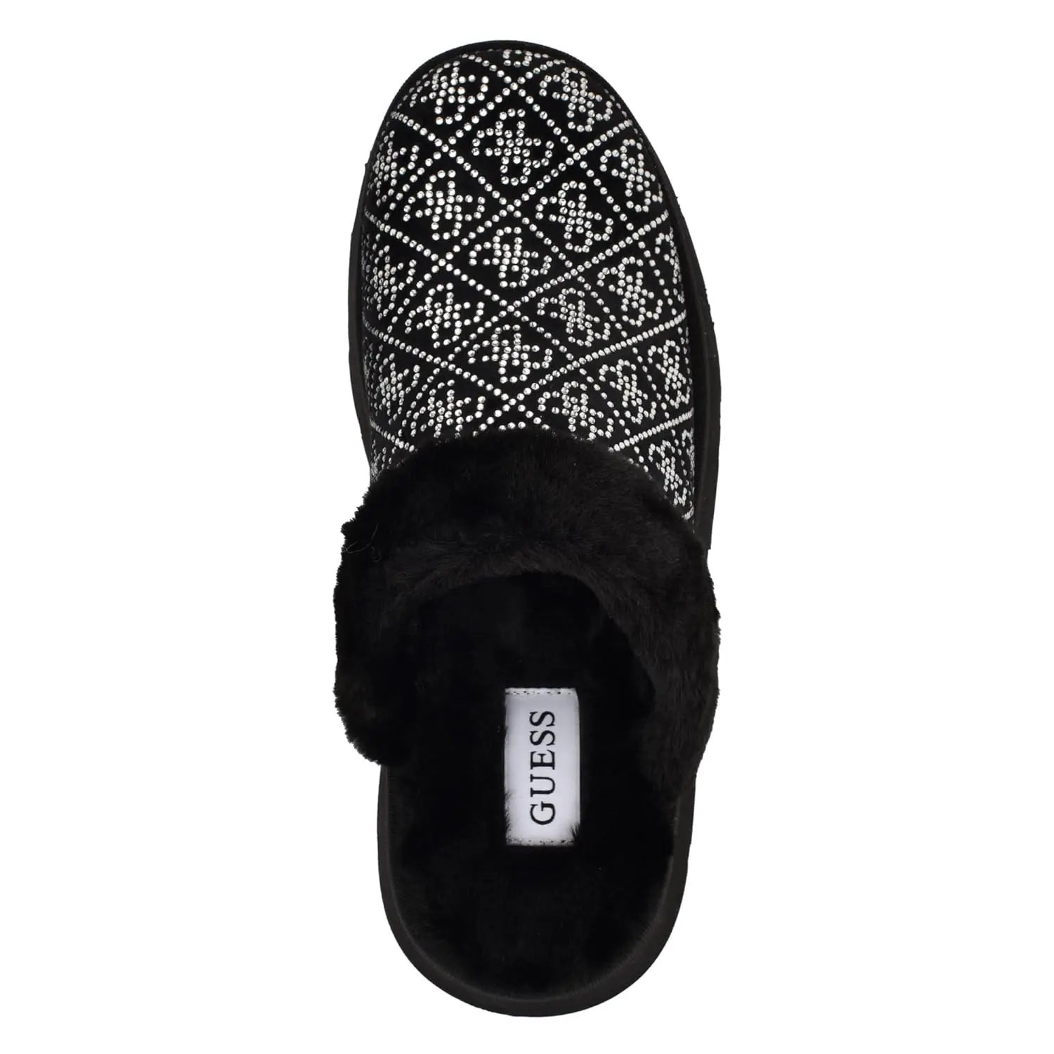 Жіночі оксамитові тапочки на хутрі Guess зі стразами 37,5 — фото 6